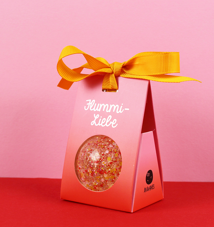 Flummi-Liebe, Flummi mit Konfetti, rosarot, 49mm