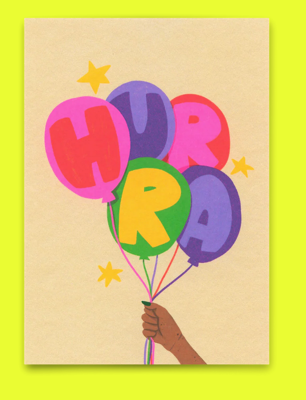 Postkarte Deli Cards "Hurra Luftballons"