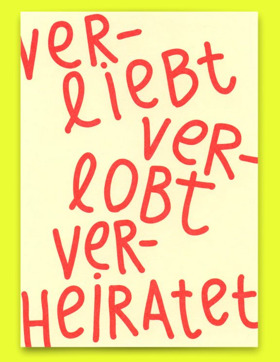 Postkarte Deli Cards "Ver-liebt, Ver-lobt, Ver-heiratet"