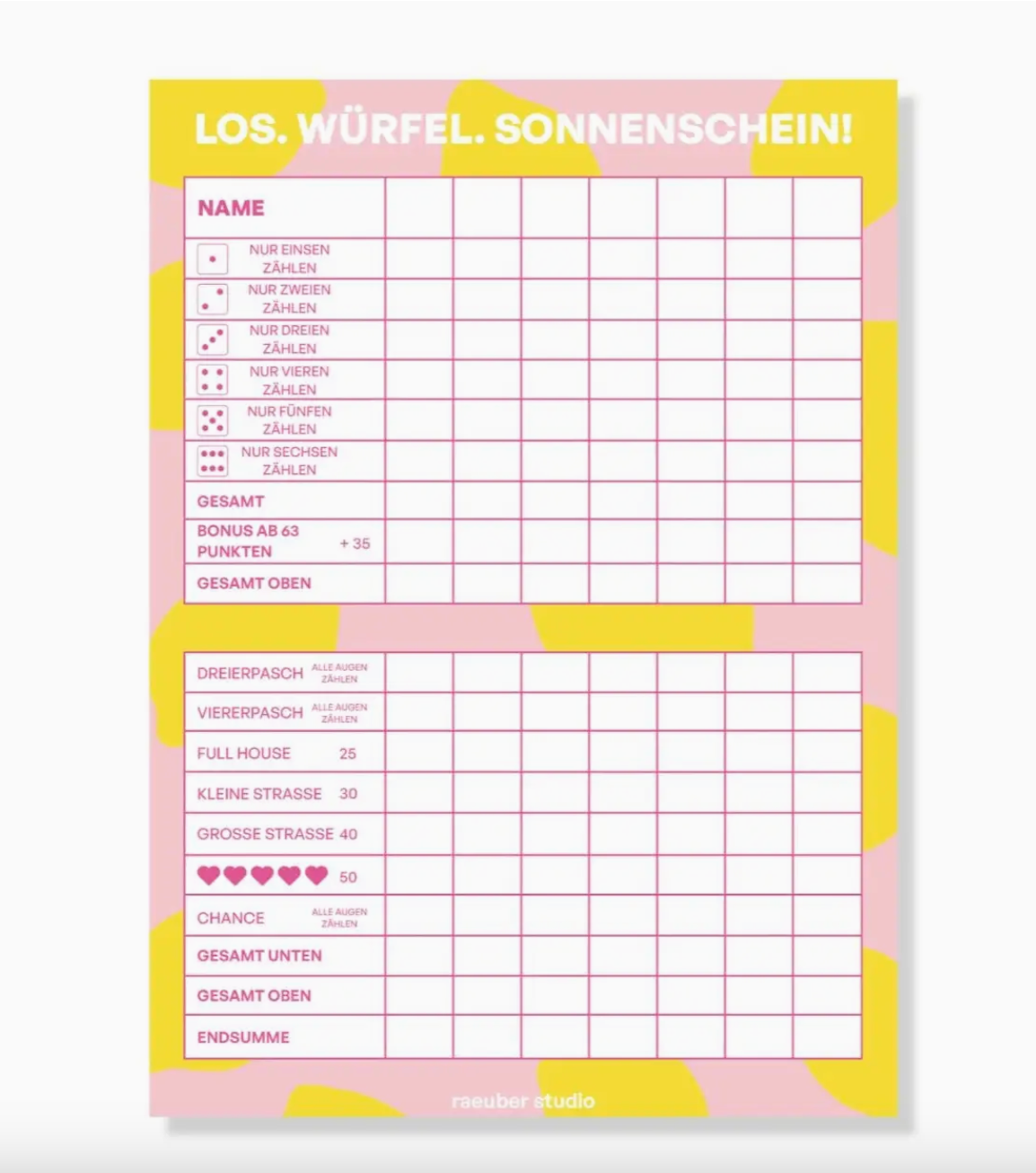WÜRFELBLOCK SONNENSCHEIN