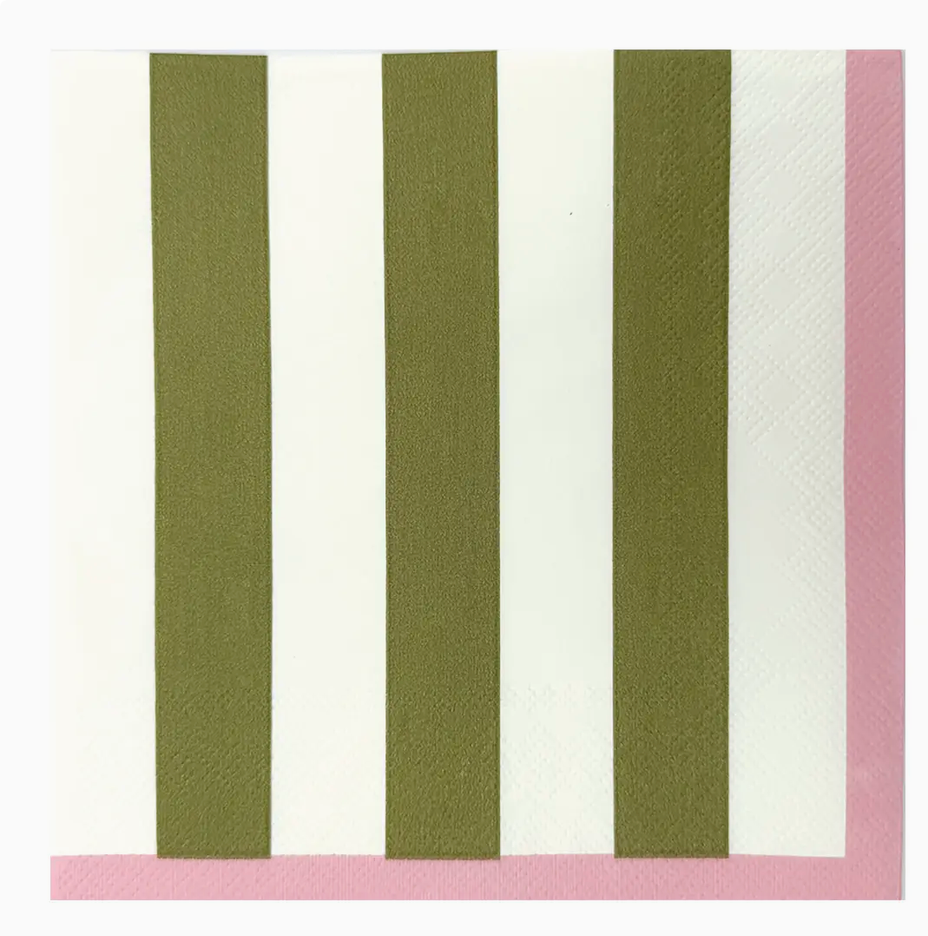 Papierserviette khaki gestreift x20