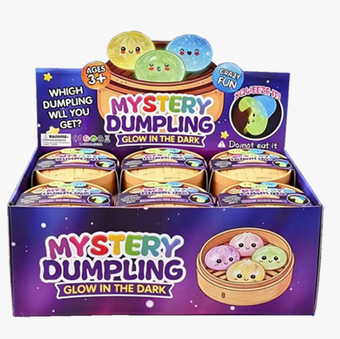 Triton-X Squishy Dumpling – Nachtleuchtender Glitzer Slow Rise Squishy 8,5 cm