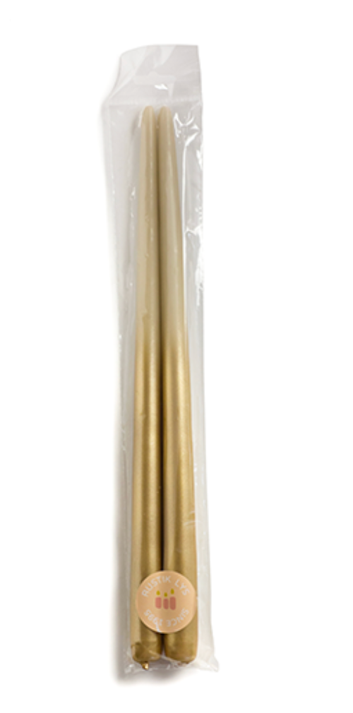 Stabkerzen Paar Beige Gold Rustik Lys 2,2x38cm