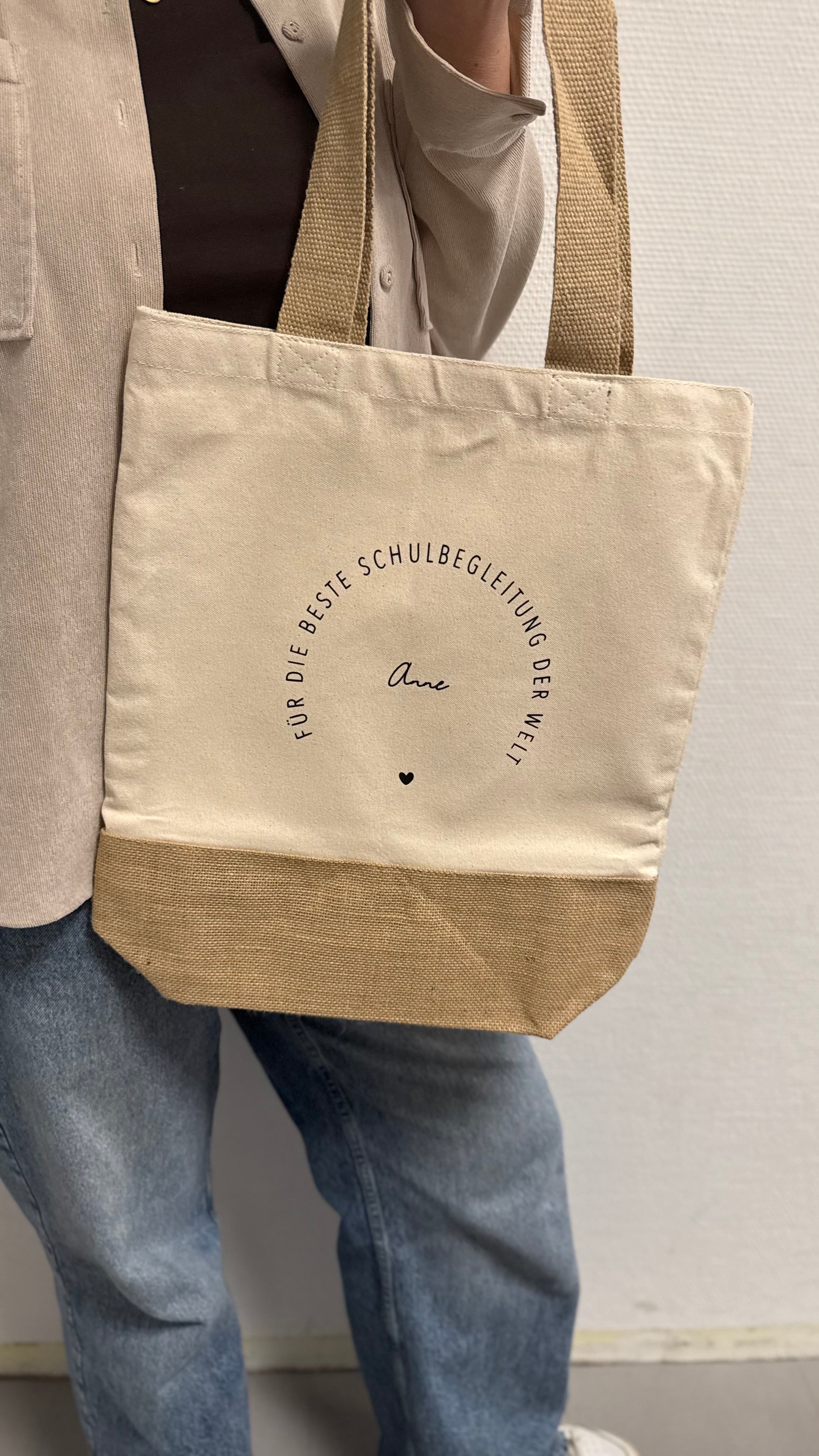 Geschenk für Schulbegleiterin I Geschenktasche Jute Abschiedsgeschenk