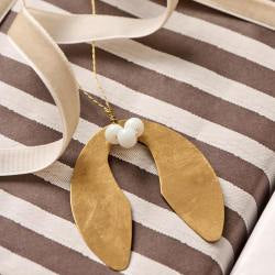 Ib Laursen Deko-Anhänger Mistelzweig einzeln mit weißen Perlen klein