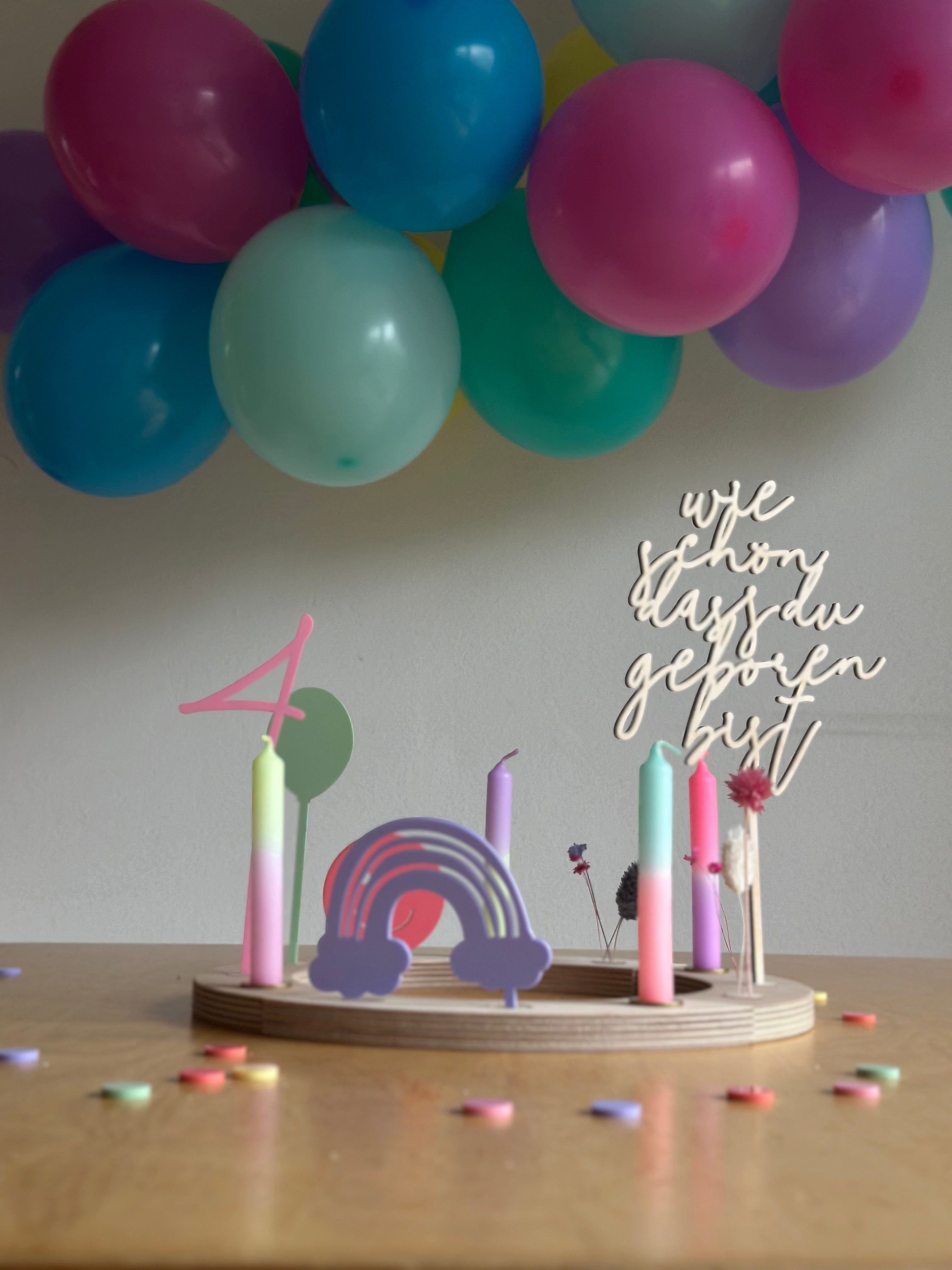 Geburtstagskranz inklusive Geburtstagsteller und Kerzenhalter I Geburtstag I Taufe I Tischdekoration I Jahreskranz