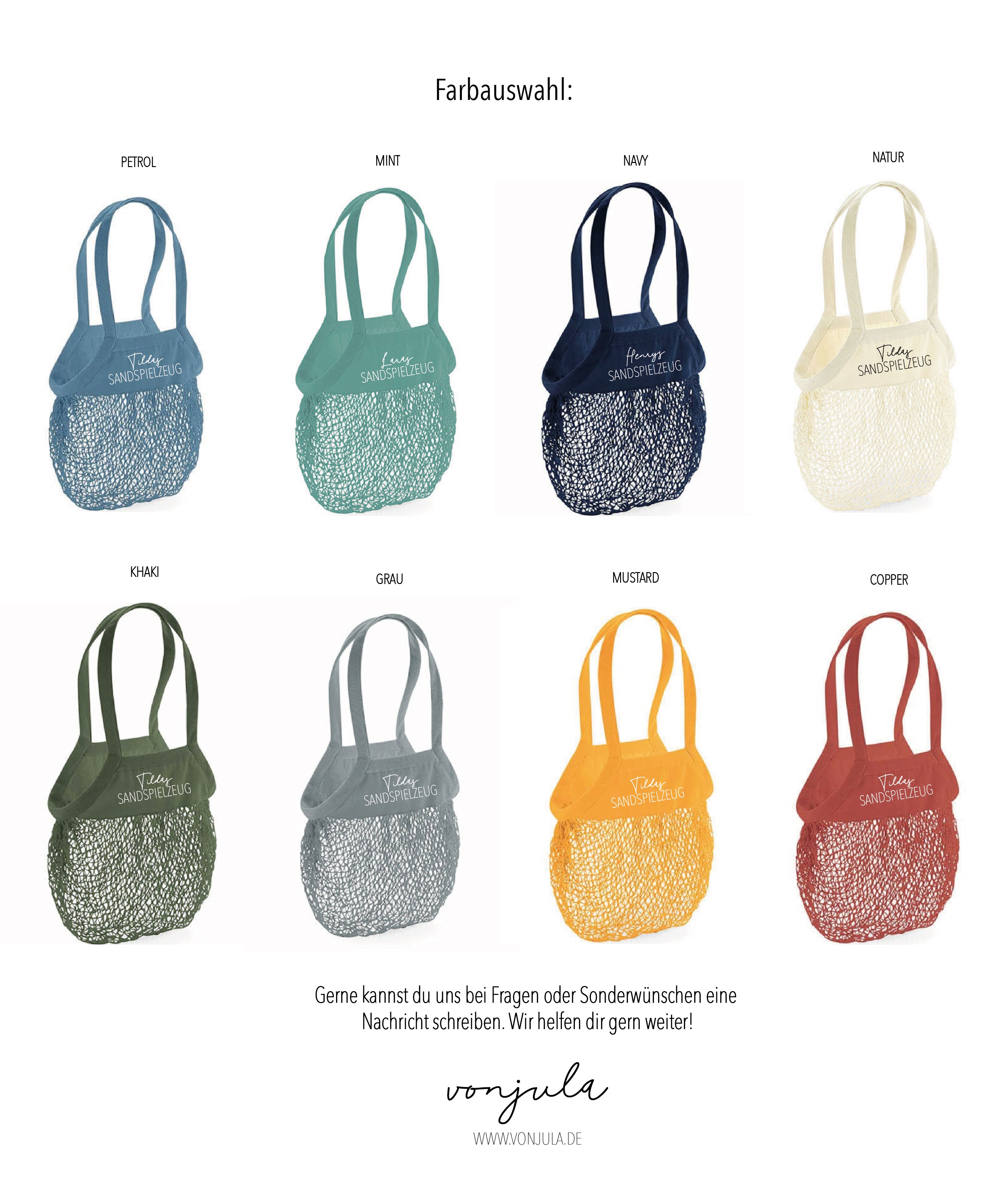 Sandspielzeug Tasche Personalisiert mit Namen I Spielplatz Baumwolltasche Netztasche Geschenk I Kindergartenkind Beutel
