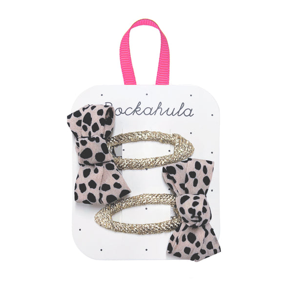 Leopard Love Twisty Bow Clips Rockahula