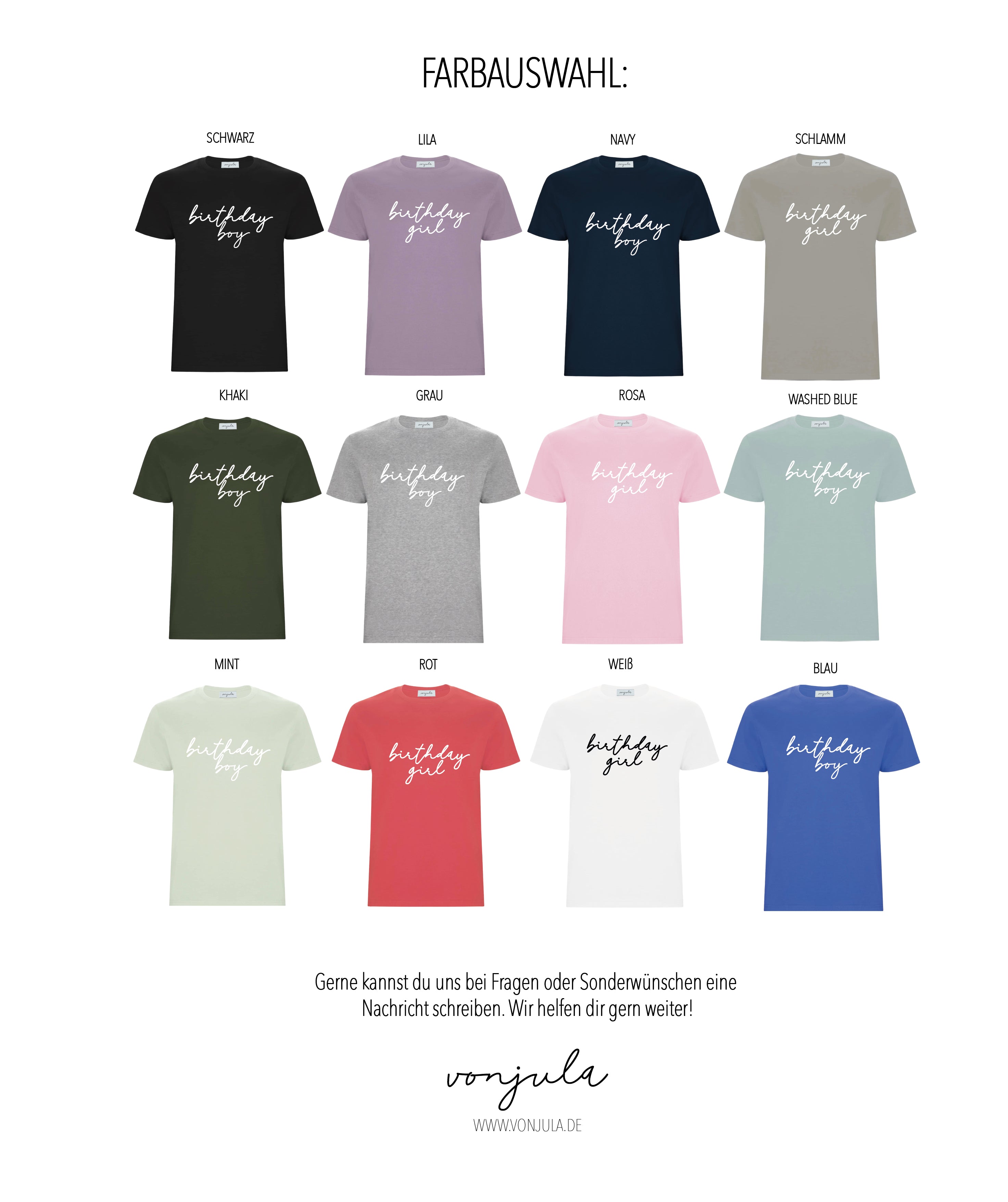 BIRTHDAY Tshirt COLOR SELECTION