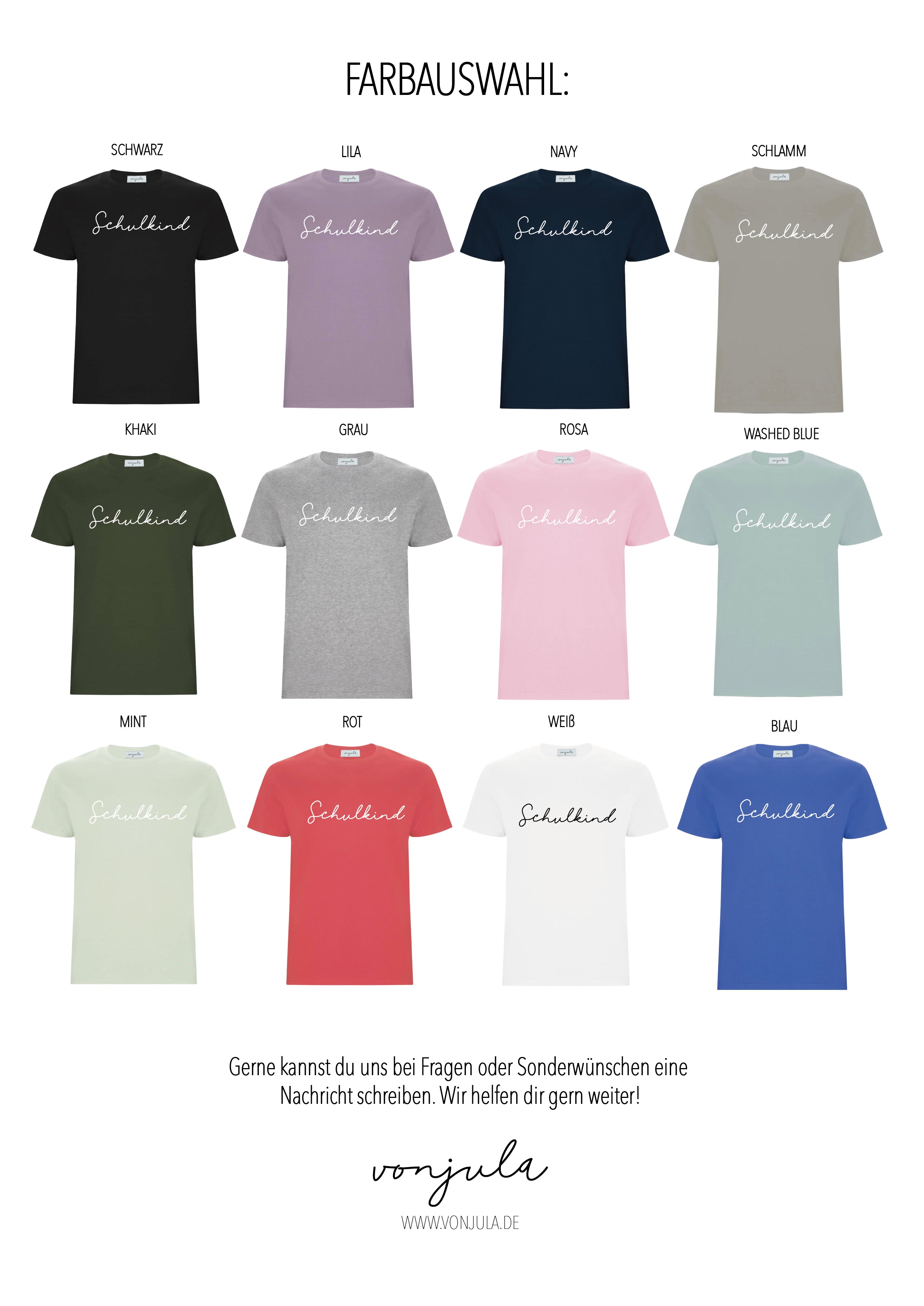 SCHULKIND TEE COLOR SELECTION