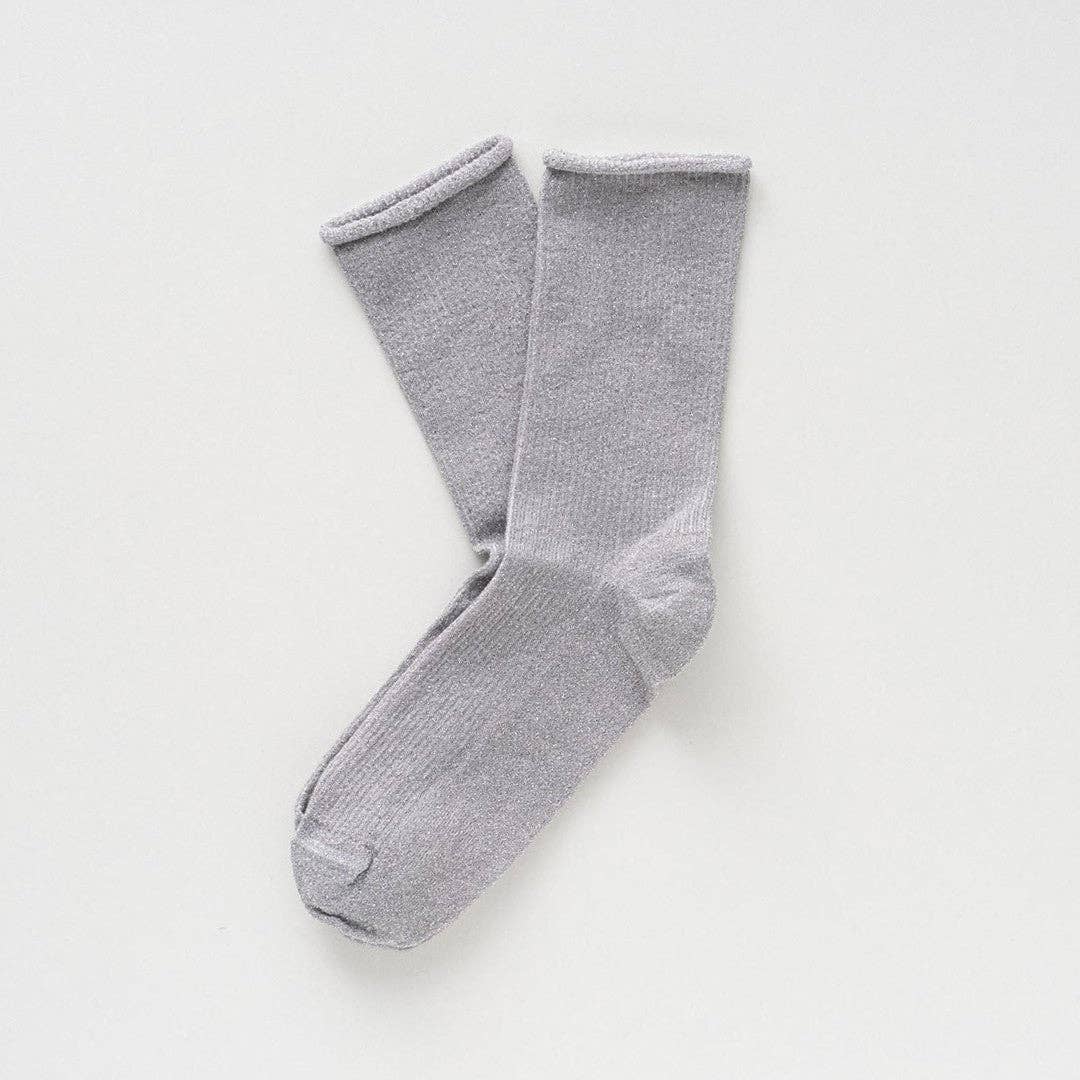 KLUE Glitzer-Lurex-Socken aus umweltfreundlichem Lyocell | Hellgrau: 36-40