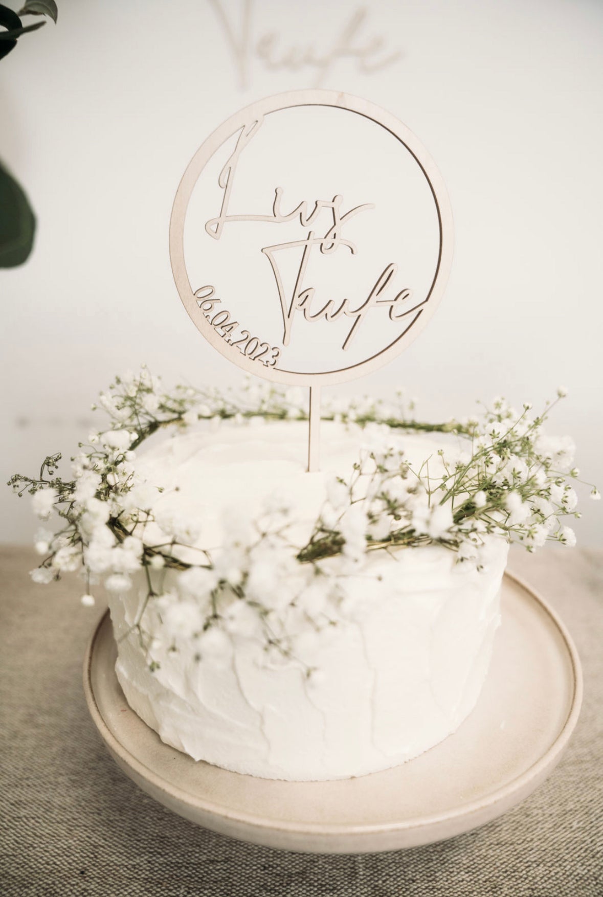 Caketopper Glatt Name + Taufe mit Datum personalisiert