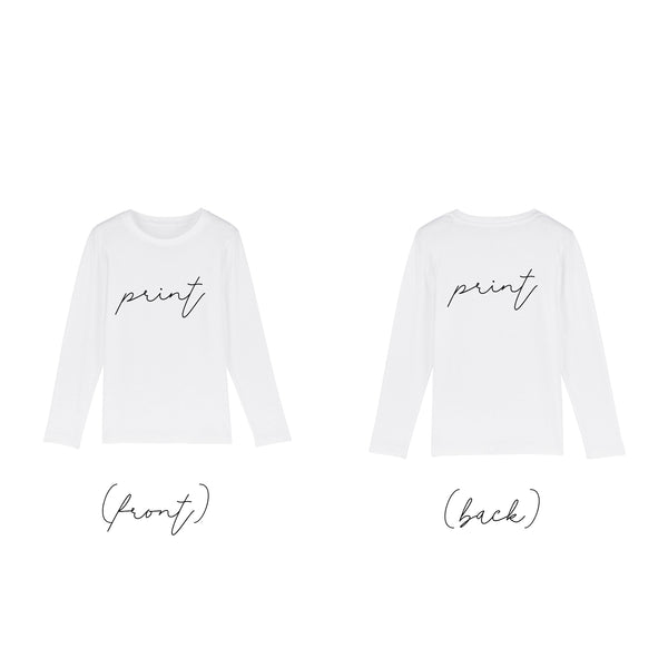 LONGSLEEVE PRINT FRONT + BACK WHITE