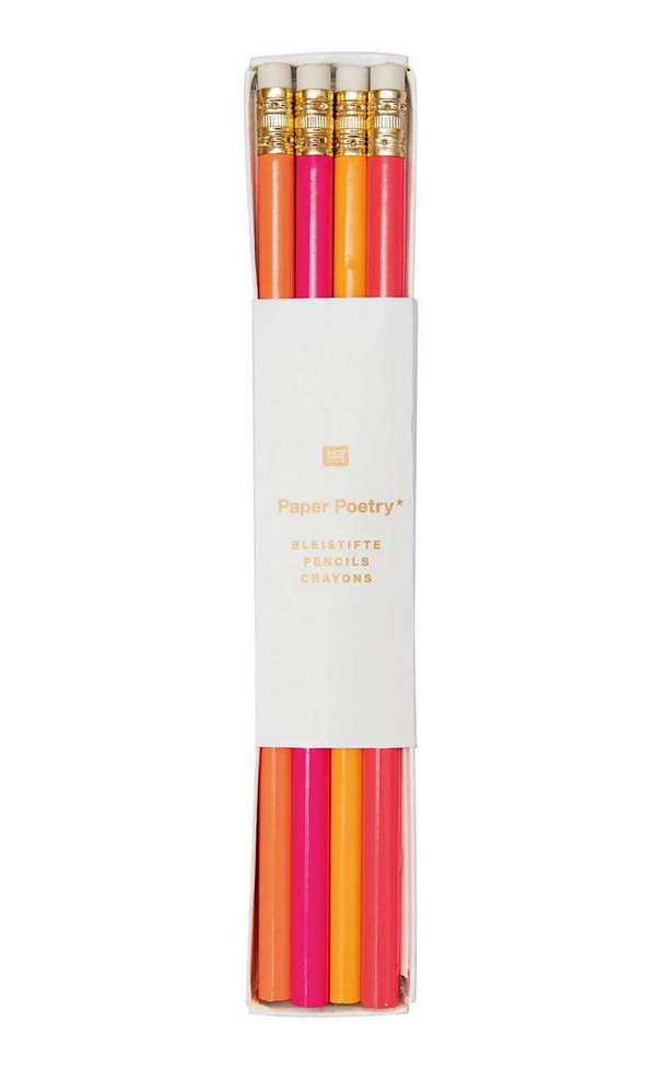Bleistifte mit Radiergummi Pink-Mix 4er Set Paper Poetry