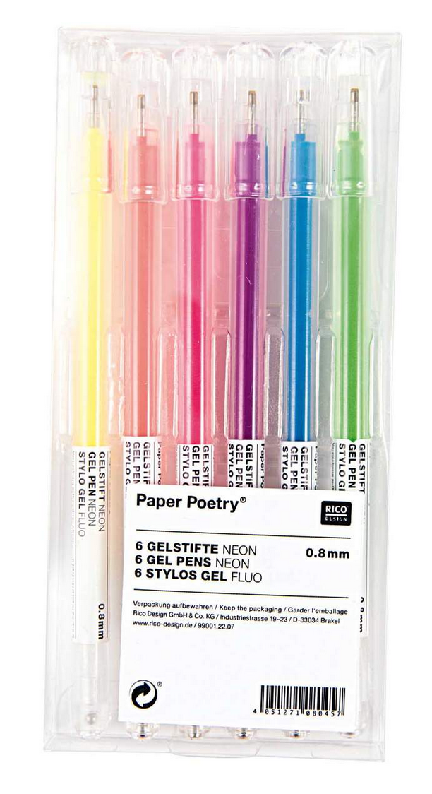 Paper Poetry Gelstifte Neon mehrfarbig 0,8mm 6 Stück