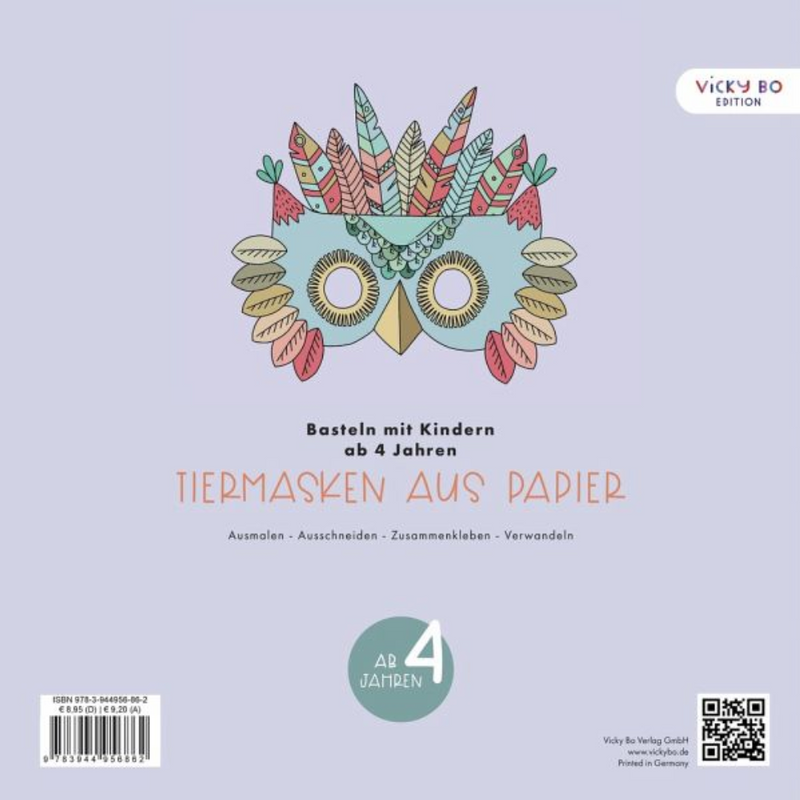 Tiermasken aus Papier. Ausmalen - Ausschneiden - Zusammenkleben - Verwandeln