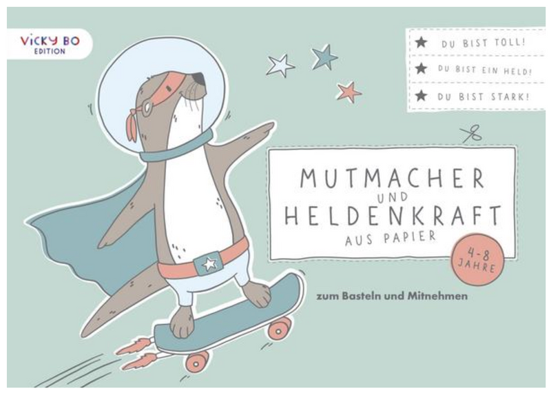 Mutmacher und Heldenkraft aus Papier zum Basteln und Mitnehmen. Malbuch für Kinder
