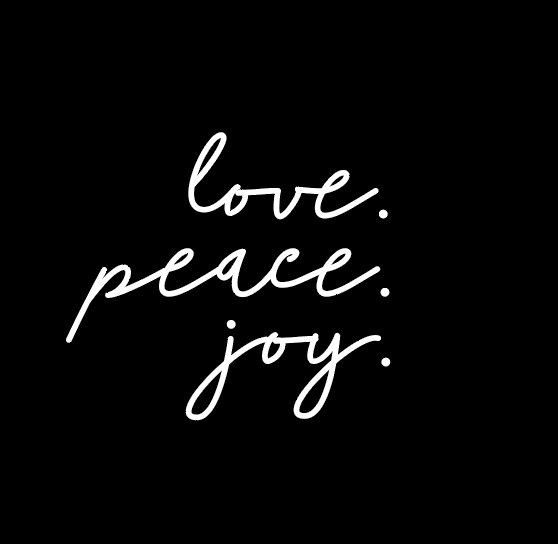 Bügelbild love. peace. joy. Schwarz
