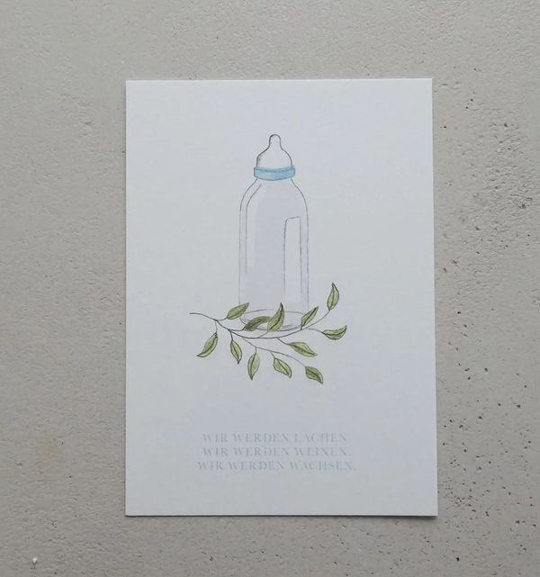 Welcome Baby Karte "Lachen Weinen Wachsen" Blau