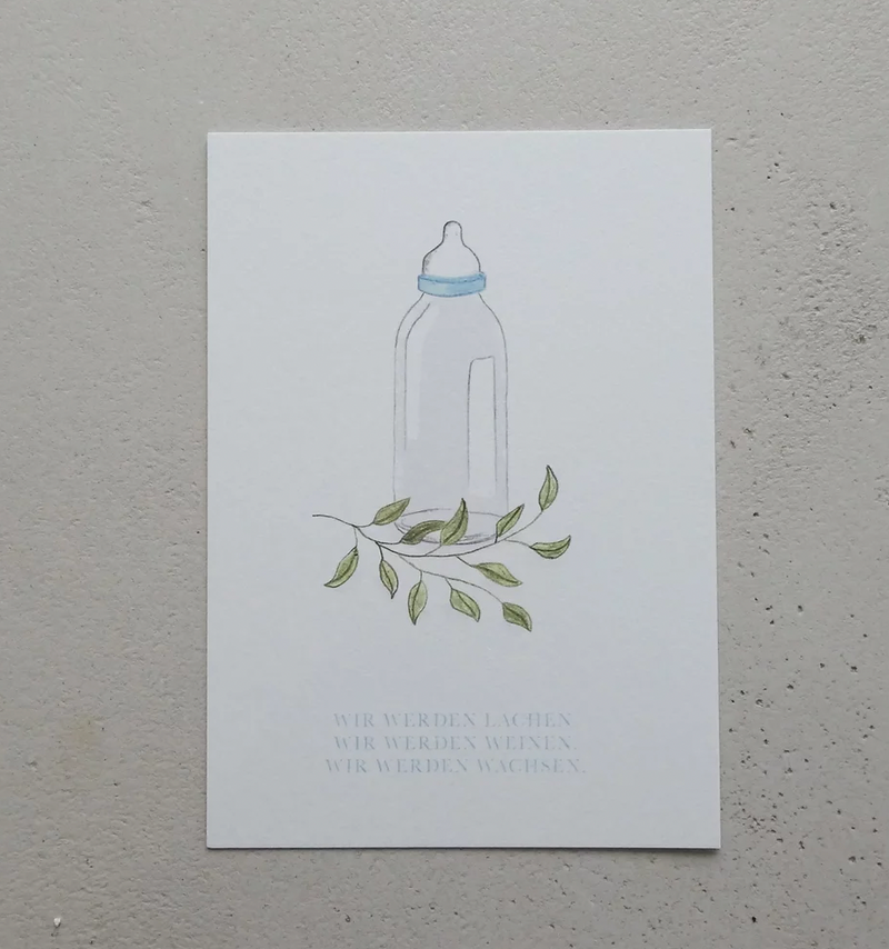 Welcome Baby Karte "Lachen Weinen Wachsen" Blau