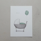 Welcome Baby Karte "Hurra" Türkis/Grau