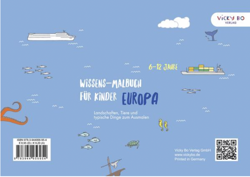 Wissens-Malbuch für Kinder - EUROPA Landschaften, Tiere und typische Dinge zum Ausmalen. 6-12 Jahre
