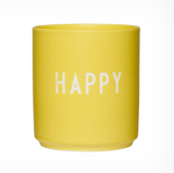 Becher Happy Pastellgelb Design Letters