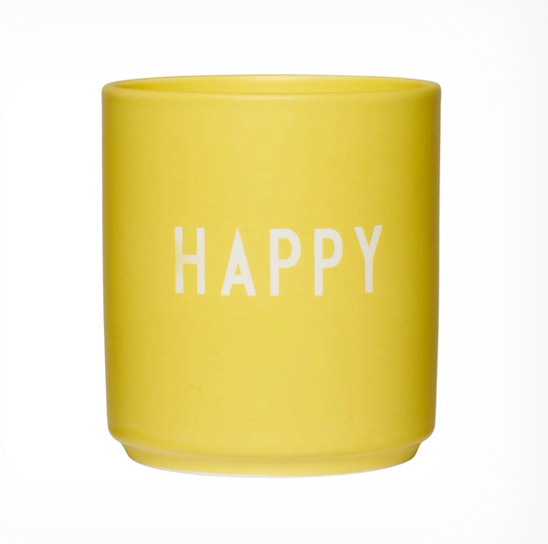 Becher Happy Pastellgelb Design Letters