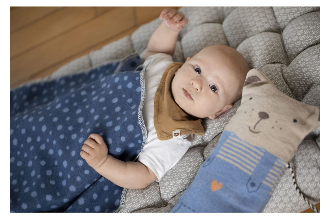 David Fussenegger KIDS JUWEL Bär Decken-Set mit Puppe - blau