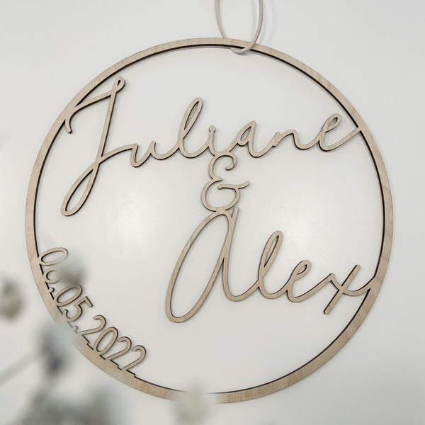 Holzkranz Hochzeitsgeschenk Personalisiert Hochzeitsdatum Ehepaar