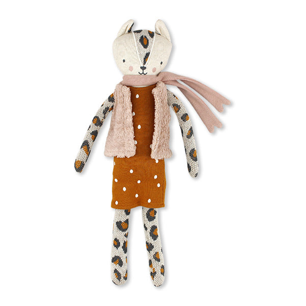Kuscheltier Kuscheltier Leopardenmädchen mit rosa Plüschweste
