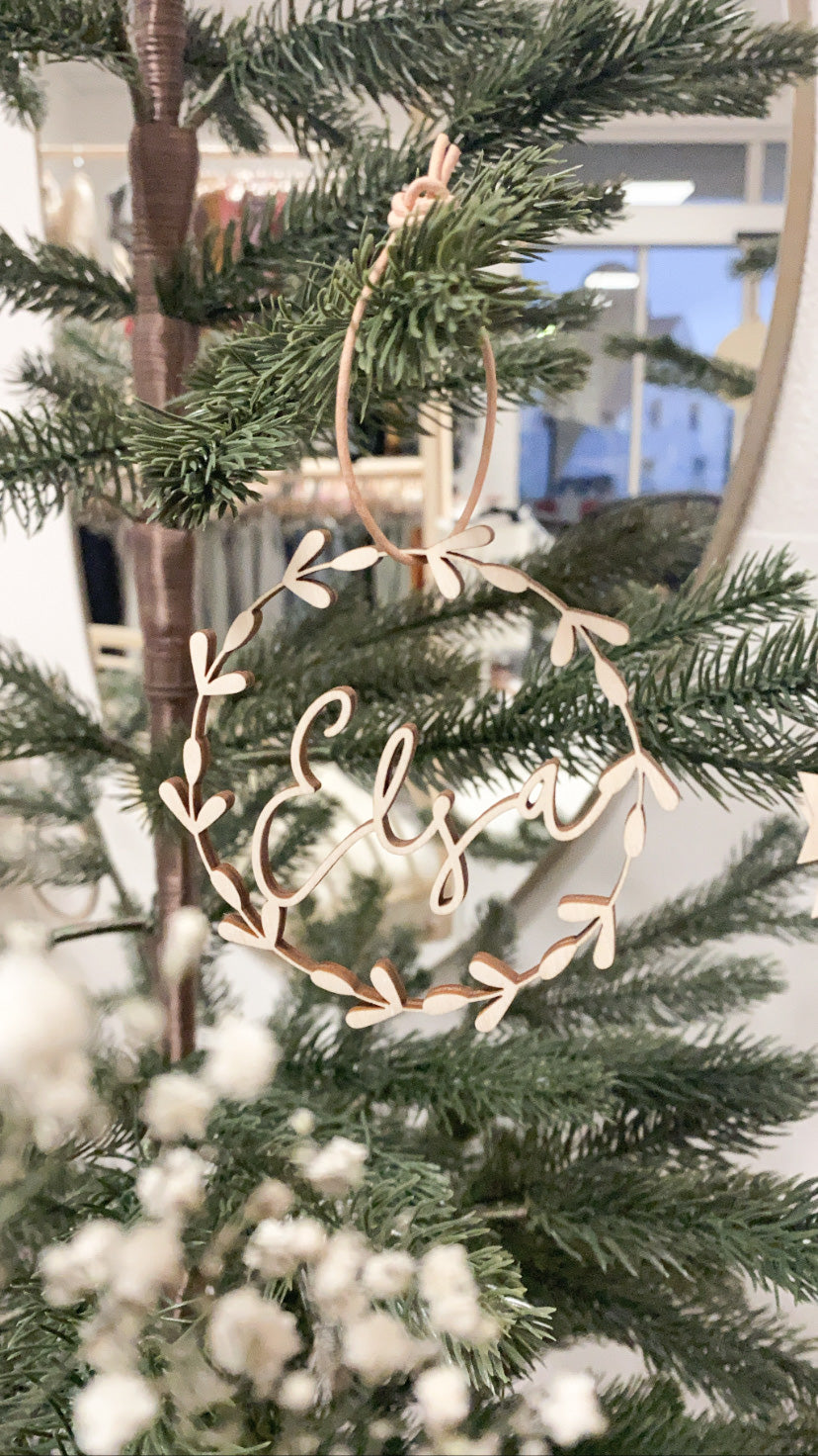 Baumschmuck Blätterkranz personalisiert I Christbaumschmuck