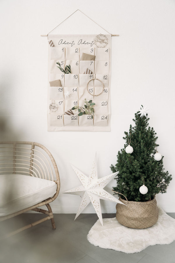 Personalisierter Adventskalender aus Stoff mit 24 Taschen zum Aufhängen